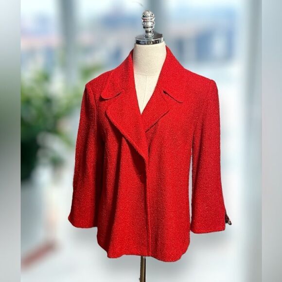 NWT St. John Venetian Red $1250 Tweed Boucle Wool Blend Jacket Blazer Size 10 - Picture 10 of 16